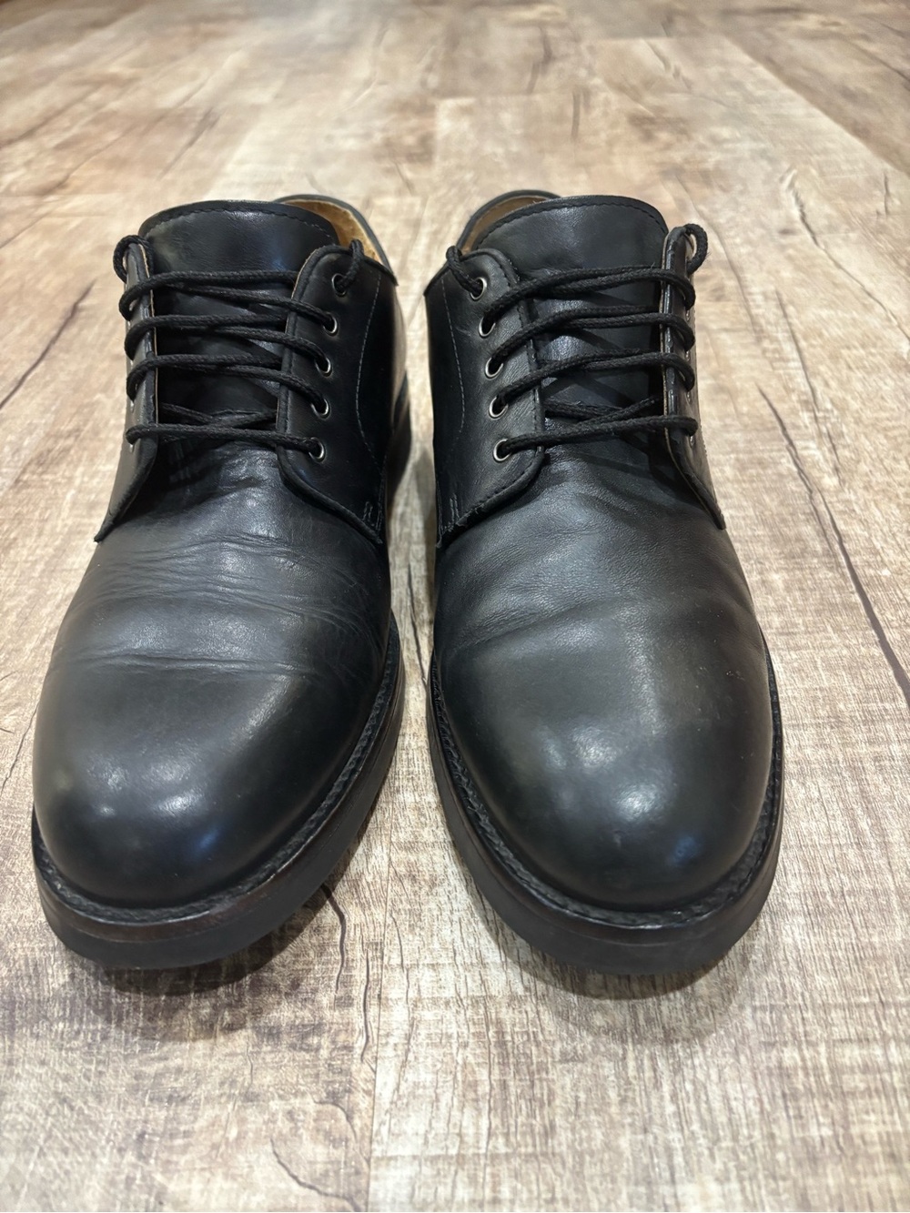 Ralph Lauren Polo Men's Black Leather Derby Lace-Up Shoes Size 10D - Picture 4 of 10